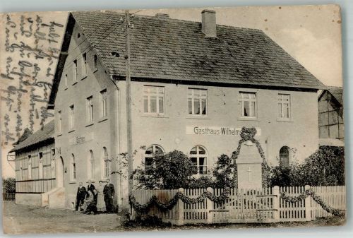 07389 O6841 Wilhelmsdorf b Pößneck 1924 Gebrauchsspuren Gasthaus Wilhelmsdorf Kriegerdenkmal Foto AK