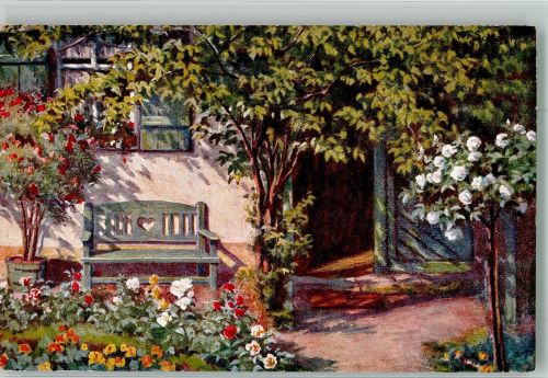 sign. Schacht Wilhelm Meine Gartentür Gartenbau Künstlerkarte