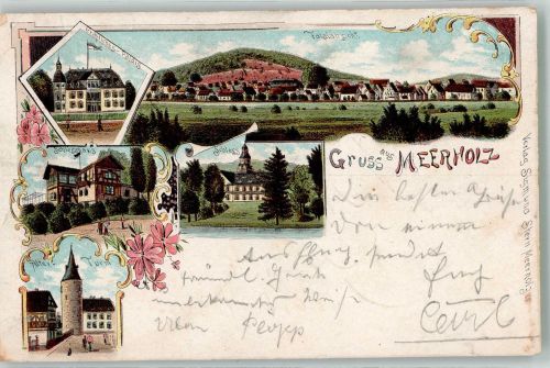 63571 W6460 Meerholz 1906 Lithographie Alter Turm Schiesshaus Schloss Gräfl. Palais