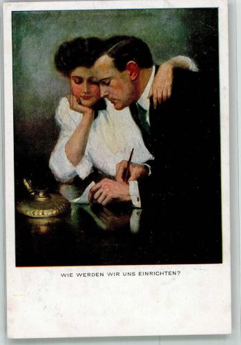 Junges Paar bei der Zukunftsplanung Poesie / Liebe M. Munk Nr. 833 Underwood, C. F. 1920 Künstlerkarte