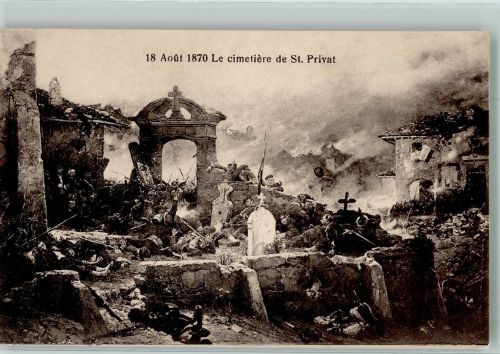 Gravelotte sign. Neuville Alphonse de Der Friedhof v. St. Privat 18.8.1870 Reichseinigungskriege 1864-1870/71 Künstlerkarte