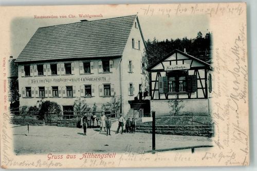 75382 W7262 Althengstett 1903 - Gasthaus von Chr. Wohlgemuth Kegelbahn