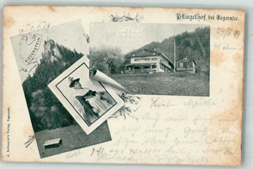 83684 W8180 Tegernsee 1899 - Der Pflieglhof Bayerin Tracht Riederstein Stempel Pflieglhof