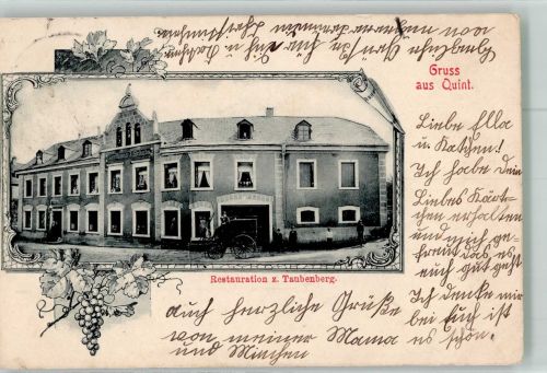 54290 W5500 Quint 1903 - Gasthaus zum Taubenberg Bahnpost Metz- Zug 412