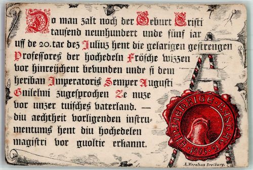 sign. Kornhas A. Humor Einjährige Rastatt 1905 Studentika 1905 Künstlerkarte