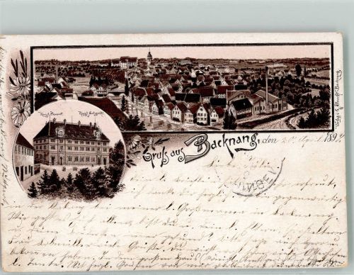 71522 W7150 Backnang 1897 Lithographie Kgl. Oberamt Kgl. Amtsgericht