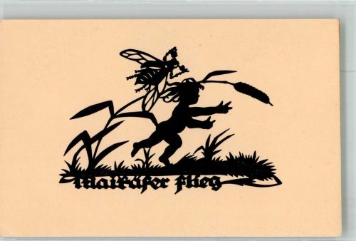 Scherenschnitt Maikäfer flieg... Hessischer Heimat-Verlag Schwindt, A. Künstlerkarte