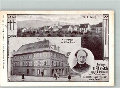 77815 W7580 Bühl , Baden 1911 - Geburtshaus von Alban Stolz Portrait Alban Stolz