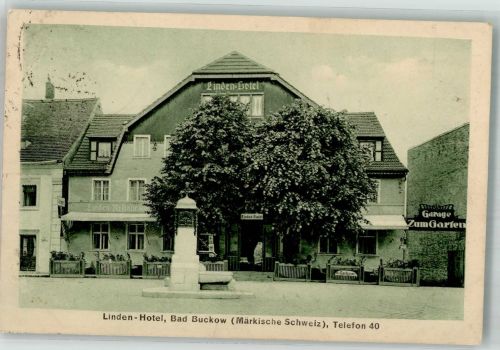 15377 O1276 Buckow , Märkische Schweiz 1925 - Das Linden-Hotel Denkmal