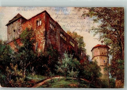 Cheb Eger sign. Kirnig, Alois Burgruine in Eger Nr. 13 mit Vignette Bund der Deutschen in Böhmen Künstlerkarte