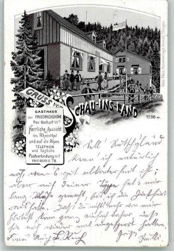 79254 W7801 Schauinsland , Bergstation Lithographie Verläufer Druck um 1890 Gasthaus zur Friedrichshöhe