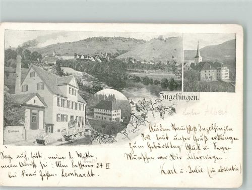 74653 W7118 Ingelfingen 1901 - Gasthaus Milchkannen Nikolauskirchturm