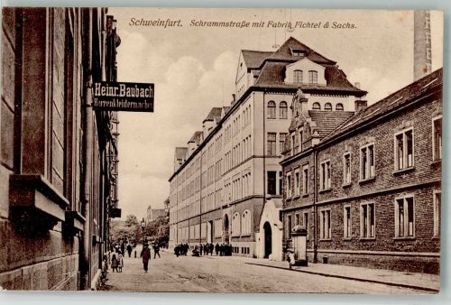 97421 W8720 Schweinfurt 1916 - Schrammstrasse Fabrik Fichtel & Sachs Herrenbekleidung Heinr. Baubach
