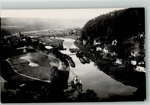 W3510 Hann Münden Raddampfer am Anleger auf der Weser Ort lt. Recherche Binnenschiff Privatfoto AK