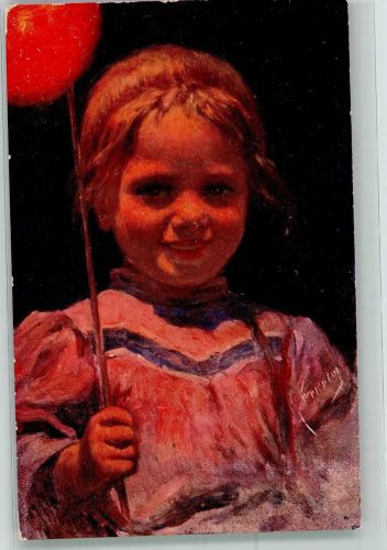 Kleines Mädchen mit rotem Ballon B.K.W.I. 950-6 Feiertag, K. 1912 Künstlerkarte