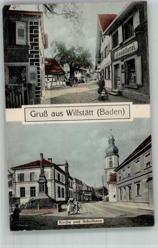 77731 W7608 Willstätt 1913 - Conditorei Kirche Denkmal Schule