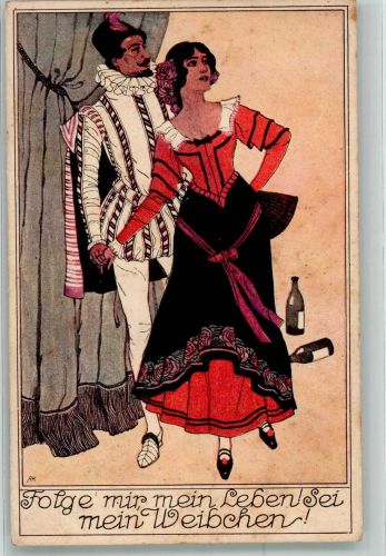 Aus der Don Juan Serie Don Juan und Zerline der Wiener Mozart-Gemeinde Mozart, W. A. 1924 Künstlerkarte