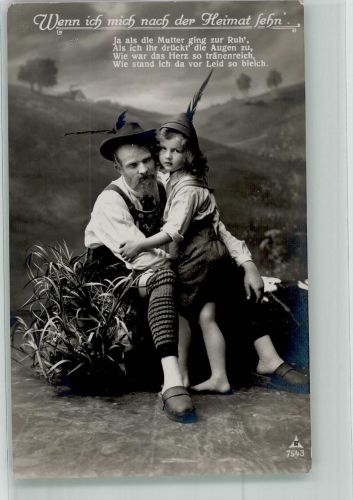 Vater mit Tochter in bayerischer Tracht trauern um die Mutter PH 7543 Trauer