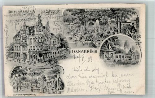 49074 W4500 Osnabrück 1908 - Hotel Germania Hauptgarten Gartenwirtschaft