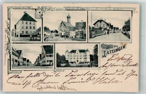 71131 W7047 Jettingen , Württ 1905 - Hauptstrasse Schloss Schule Marktplatz