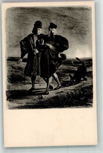 sign. Delacroix, Eugene Szene aus Faust Goethe Künstlerkarte
