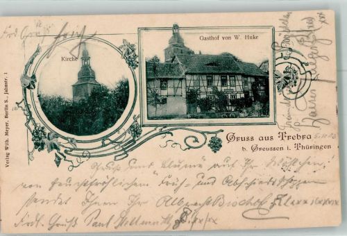 99718 O5401 Trebra b Sondershausen 1903 - Dorfkirche Gasthaus Huke