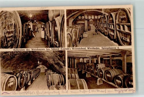 65183 W6200 Wiesbaden 1926 Foto AK Loesch's Weinstuben Kellerei Faßkeller Spiegelgasse 4