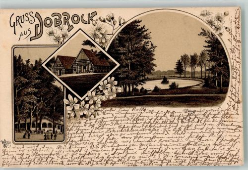 21789 W2177 Dobrock 1897 Lithographie Verläufer Druck um 1890 Bauernhäuser Fachwerk Gasthaus Verlag Ottmar Zieher