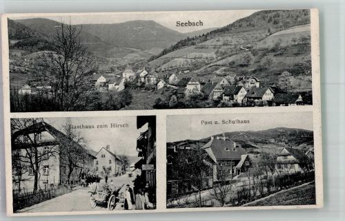 77889 W7596 Seebach , Baden 1911 - Gasthaus zum Hirsch Post- & Schulhaus