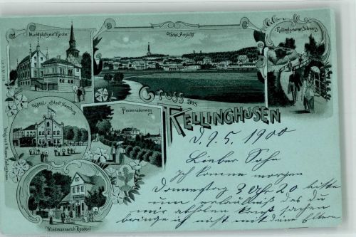 25548 W2217 Kellinghusen 1900 Lithographie Hotel Stadt Hamburg Promenadenweg Marktplatz Kellinghusener Schweiz