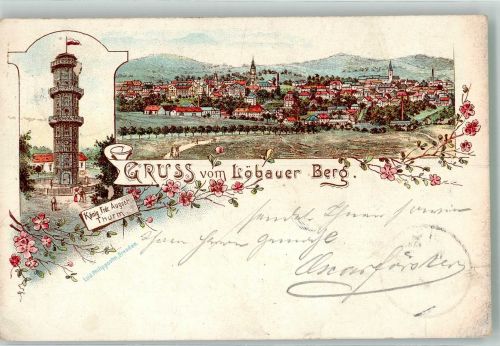 02708 O8700 Löbau 1896 Lithographie Verläufer Druck um 1890 Löbauer Berg König Friedrich-August -Turm