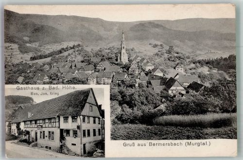76596 W7564 Bermersbach , Murgtal 1913 - Murgtal Gasthaus zur Badischen Höhe Dorfkirche