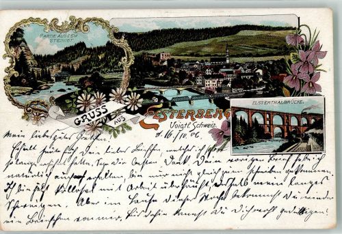 07985 O6603 Elsterberg , Vogtl 1906 Lithographie Im Steinigt Elstertalbrücke