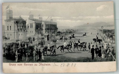 76473 W7557 Iffezheim 1908 - Galopp-Rennbahn Clubtribüne Tribüne