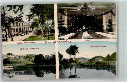 09557 O9380 Flöha 1910 - Glückelsberg Gasthaus Gückelsberg Festsaal Fabrik Heymann