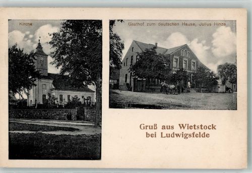 14974 O1721 Wietstock b Ludwigsfelde 1917 - Dorfkirche Gasthaus zum deutschen Hause
