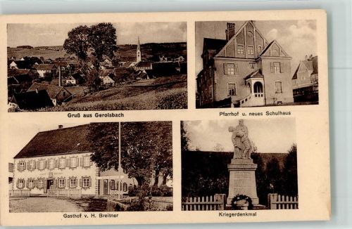 85302 W8069 Gerolsbach - WK II Pfarrhof Neues Schulhaus Gasthaus Breitner Kriegerdenkmal