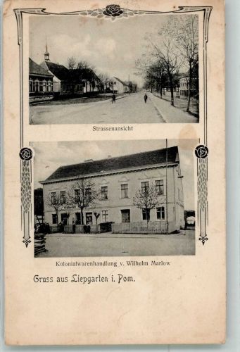 17375 O2111 Liepgarten 1908 - Dorfstrasse Wohn- und Geschäftshaus Kolonialwaren Marlow
