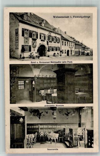 95163 W8687 Weißenstadt Foto AK Hotel-Gasthaus Reichsadler Gaststube Bauernstube