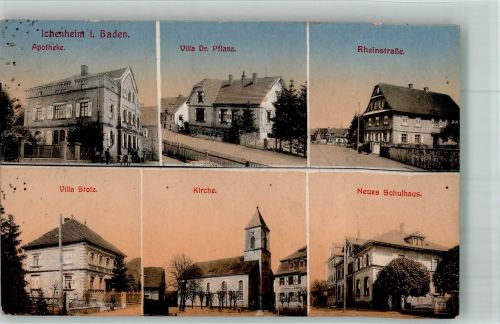 77743 W7607 Ichenheim 1917 - Apotheke Villa Dr. Pflanz Rheinstrasse Villa Stolz Neues Schulhaus