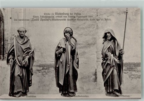 W8000 Pasing Drei mittelalterliche Apostelfiguren in der Kirche zu Blutenburg Fotograf Lothar Fränzl 5029 Skulptur Foto AK