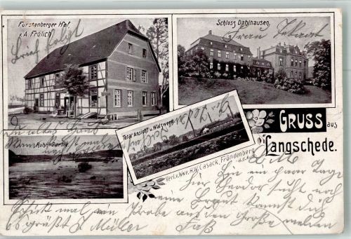 58730 W5758 Langschede 1905 - Schloss Dahlhausen Gasthaus Fürstenberger Hof An der Ruhr Walzwerk Erh. II -Repariert