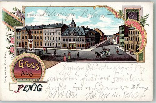 09322 O9294 Penig 1903 Lithographie Kriegerdenkmal
