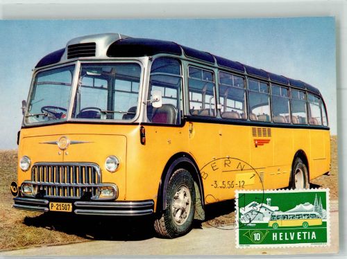 Schweizer FBW-Postbus Sonderstempel Postbus 1956 Foto AK