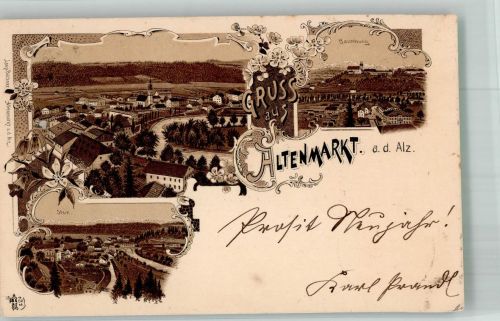 83352 W8226 Altenmarkt a d Alz 1896 Lithographie Stein Baumburg Die Alz Verlag Ottmar Zieher-München