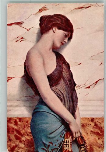 sign. Godward Tänzerin im orientalisch anmutenden Kleid Künstler Künstlerkarte