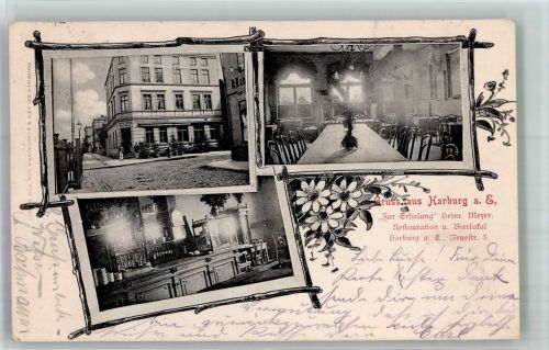 20095 W2000 Harburg 1902 Foto AK Gasthaus zur Erholung Gaststube Zapftresen