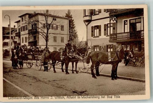83646 W8170 Wackersberg b Bad Tölz Foto AK Leonhardi-Wagen Gasthausstempel