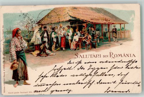 Bukarest Bucuresti Tracht Lithographie Trachten Rumänien 1899 Gebrauchsspuren
