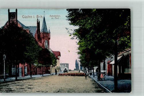 39439 O3256 Güsten , Anh 1921 - Bahnhofstrasse Post Schafherde